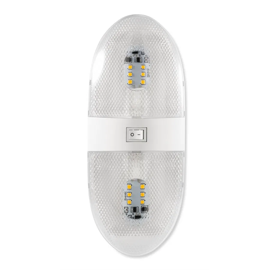41321 – CAMCO Dome Light - LED, Clear Double Light Dome Two 160 Lumen LED Bulbs Clear Bulb With Dome Light Housing/ 2...